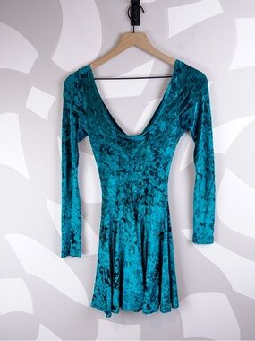 Vintage 90's Contempo Casuals Bright Green Crushed Velvet Dress | S